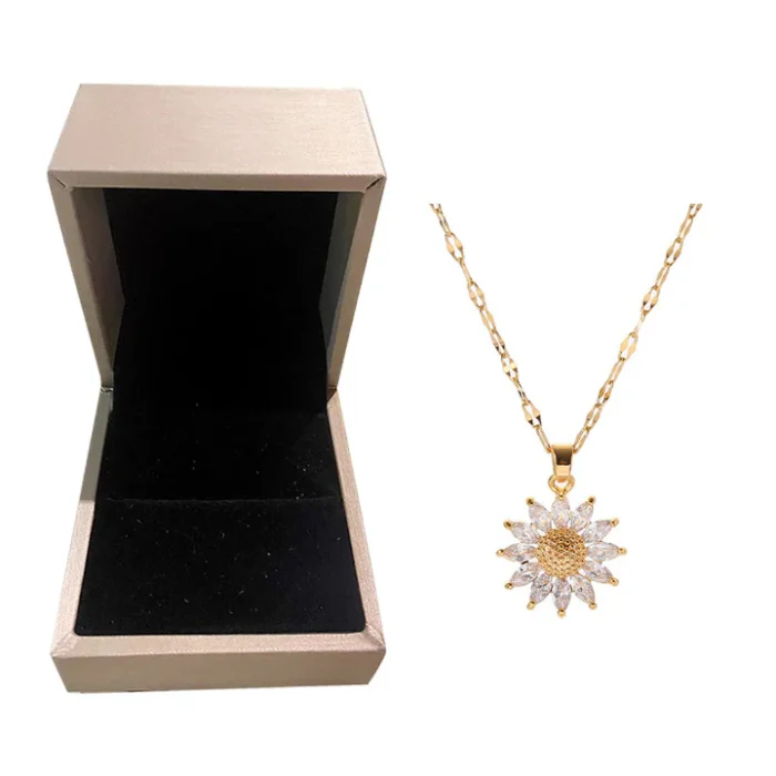 Vintage Sunflower Titanium Steel Necklace - Image 1