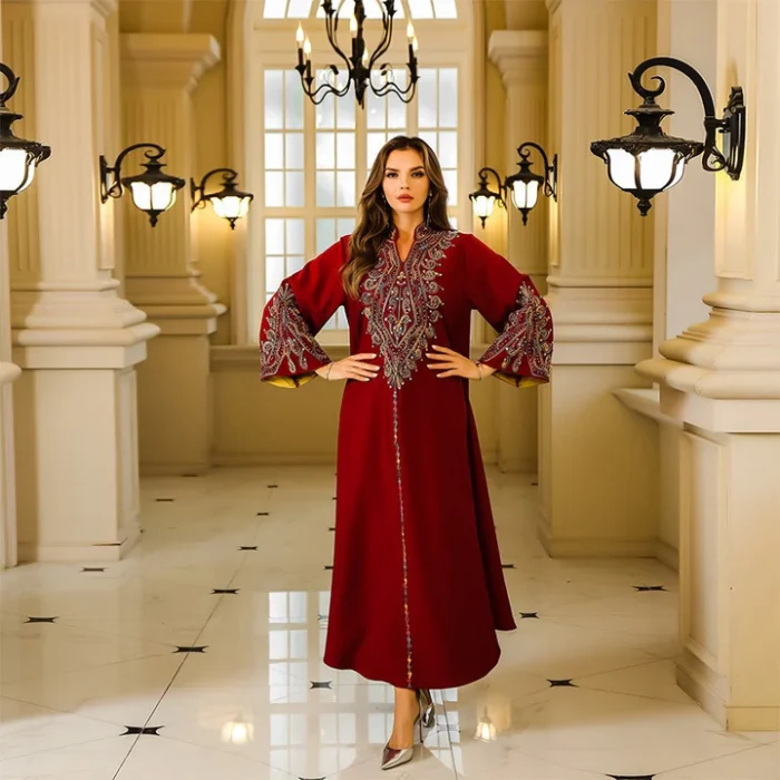 Rope Embroidered Abaya Dress | Women's Elegant Maxi Dress - Image 1