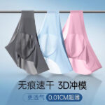 3D Pouch Men's Ice Silk Briefs Ultra-thin Transparent Seamless Underpants 3PCS