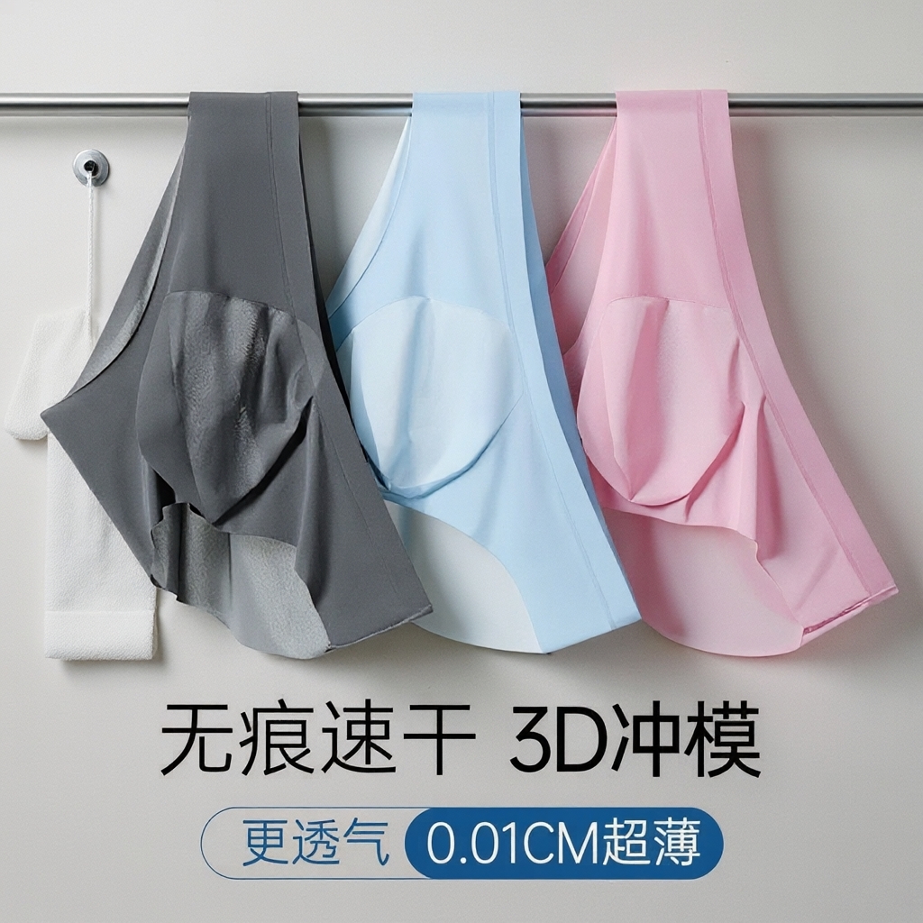 cfe 3D Pouch Men's Ice Silk Briefs Ultra-thin Transparent Seamless Underpants 3PCS - Image 1