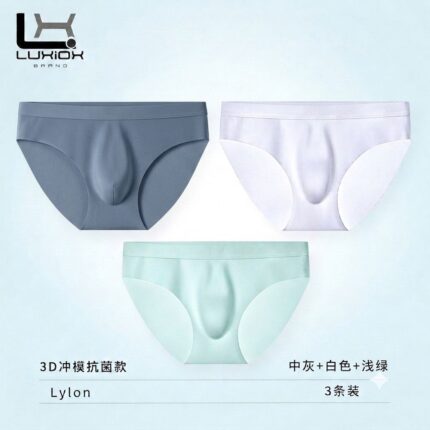 3D Pouch Men's Ice Silk Briefs Ultra-thin Underpants 3PCS
